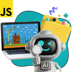 Язык программирования JavaScript + AI. Проектное обучение + геймификация + AI-помощники - КИБЕРшкола программирования для детей, компьютерные курсы для школьников, начинающих и подростков - KIBERone г. Елабуга